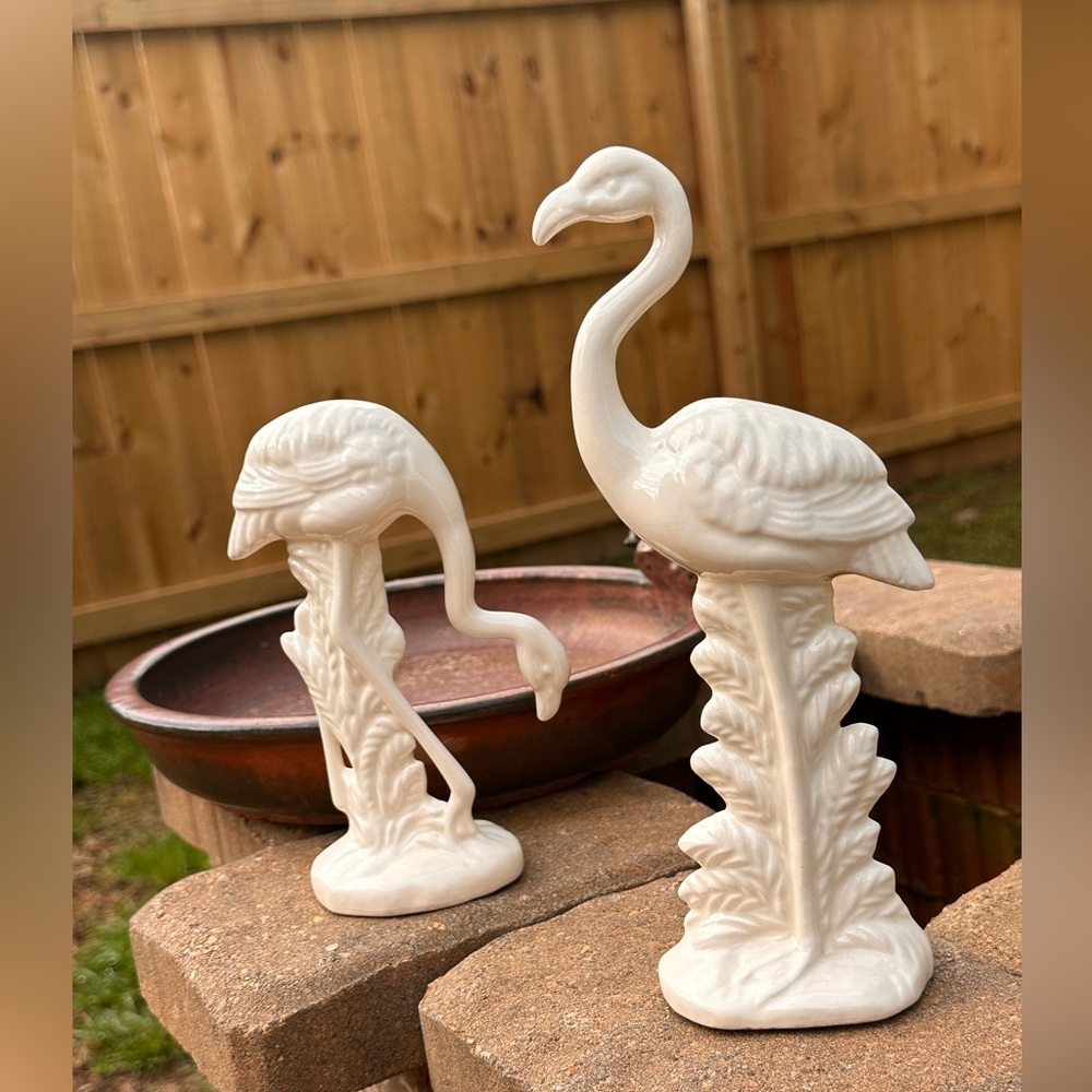MCM. Ceramic Flamingo Figurines. VTG Art deco